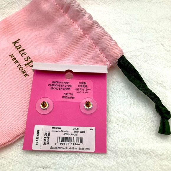 Kate Spade Green and Orange Hummingbird Earrings - Picture 3 of 3